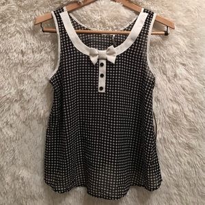 NWT HAVE black white dotted bow tank top